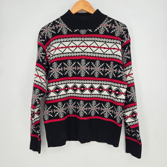 OSSI Skiwear Other - Mens L Vintage Snowflake Fair Isle Wool Blend Sweater Red Black M